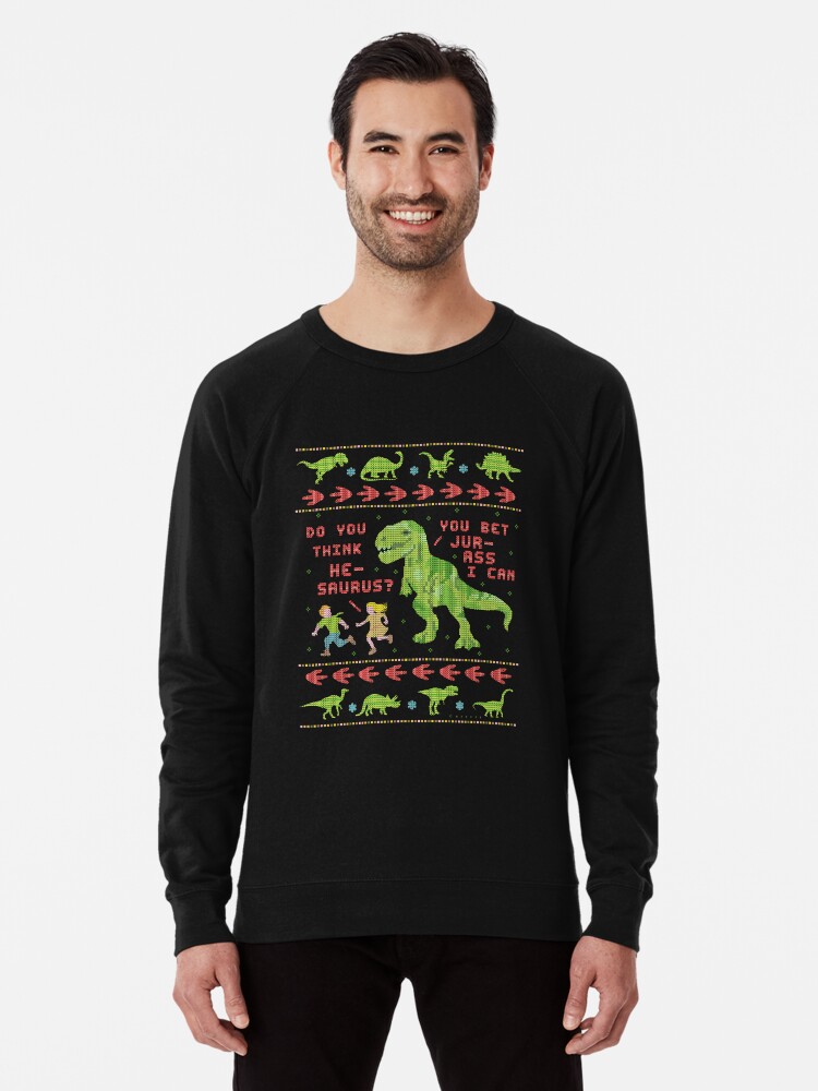 Funny Ugly Christmas Sweater T Rex Dinosaur Pun