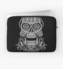 Day Of The Dead Skull - 01 Black White Grunge Laptop Sleeve