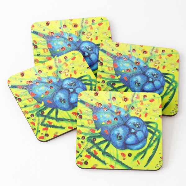 Item preview, Smiling and Friendly Blue Bug with yellow backdrop designed and sold by MonicaArtist.