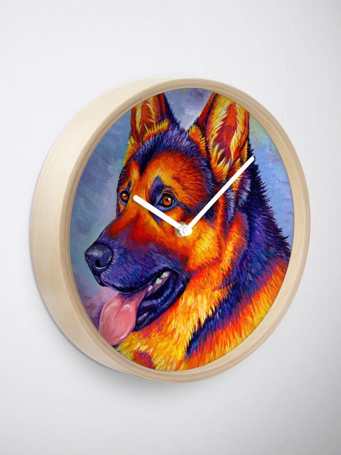Alternate view of Courageous Partner - Colorful German Shepherd Dog Clock