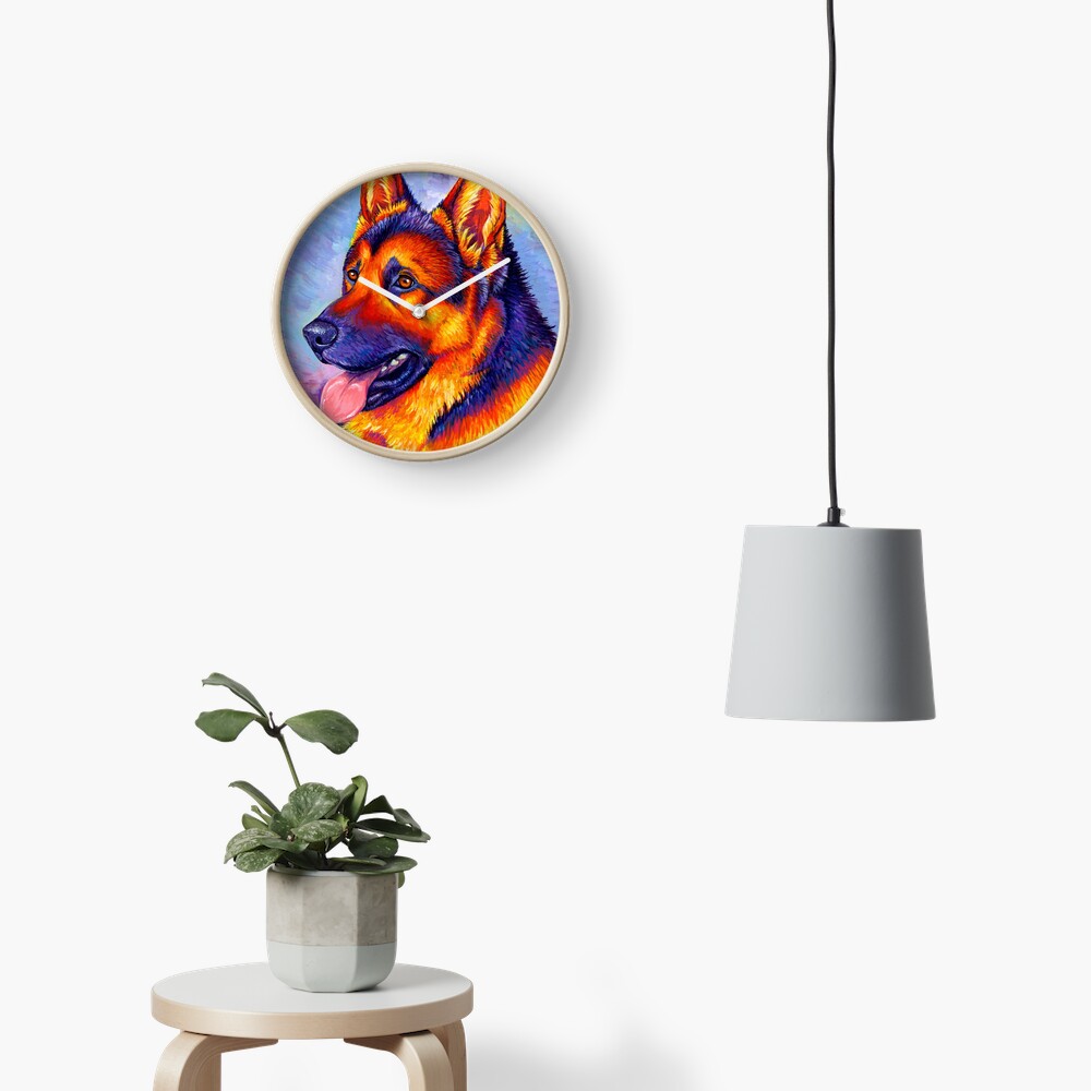 Courageous Partner - Colorful German Shepherd Dog Clock