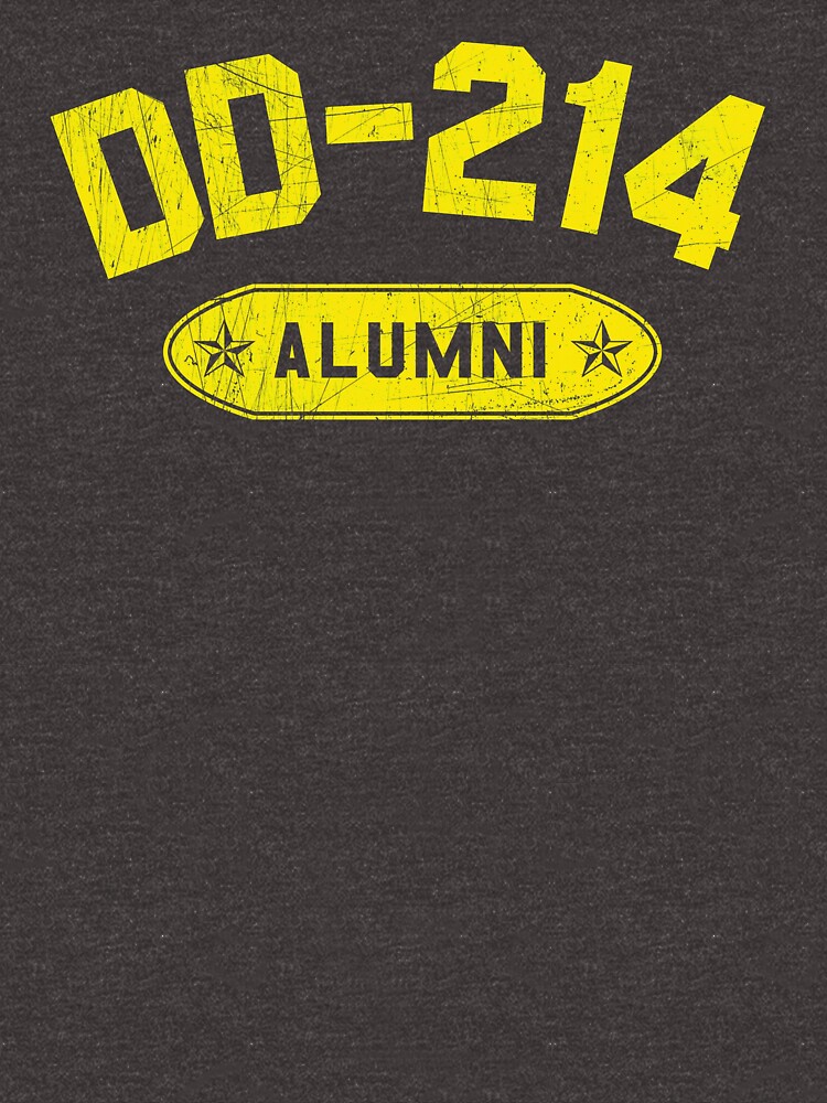 DD-214 Alumni In Yellow US Military Distressed Shirt Gear by DynamicDesign