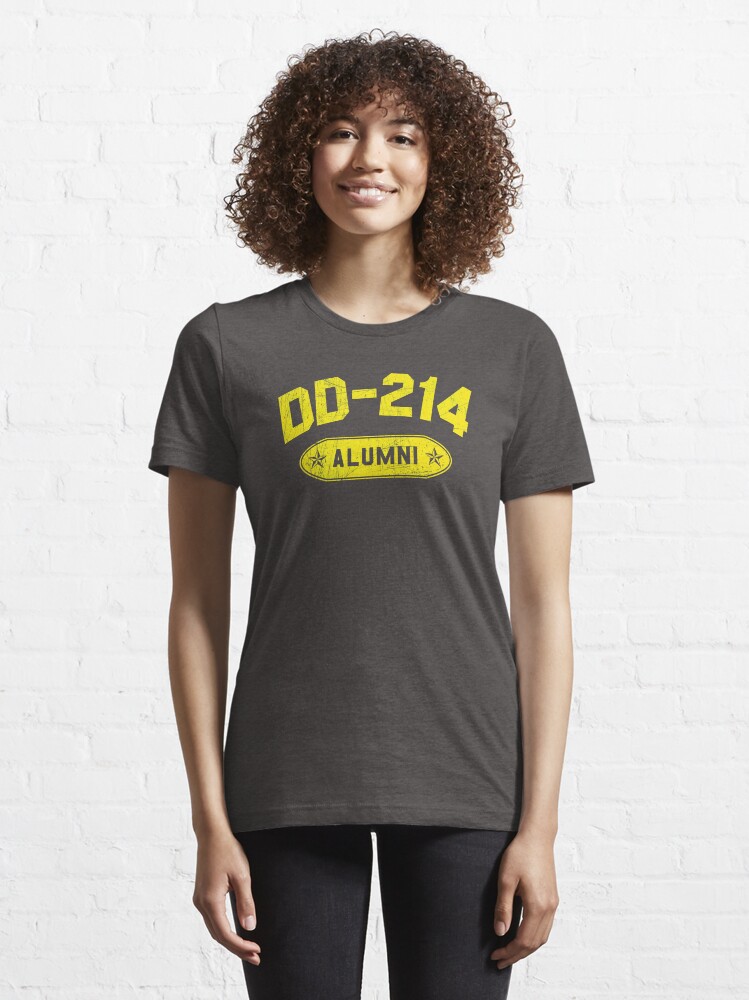 Alternate view of DD-214 Alumni In Yellow US Military Distressed Shirt Gear Essential T-Shirt