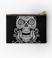 Day Of The Dead Skull - 03 Black White Grunge Studio Pouch