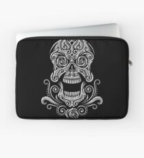 Day Of The Dead Skull - 04 Black White Grunge Laptop Sleeve