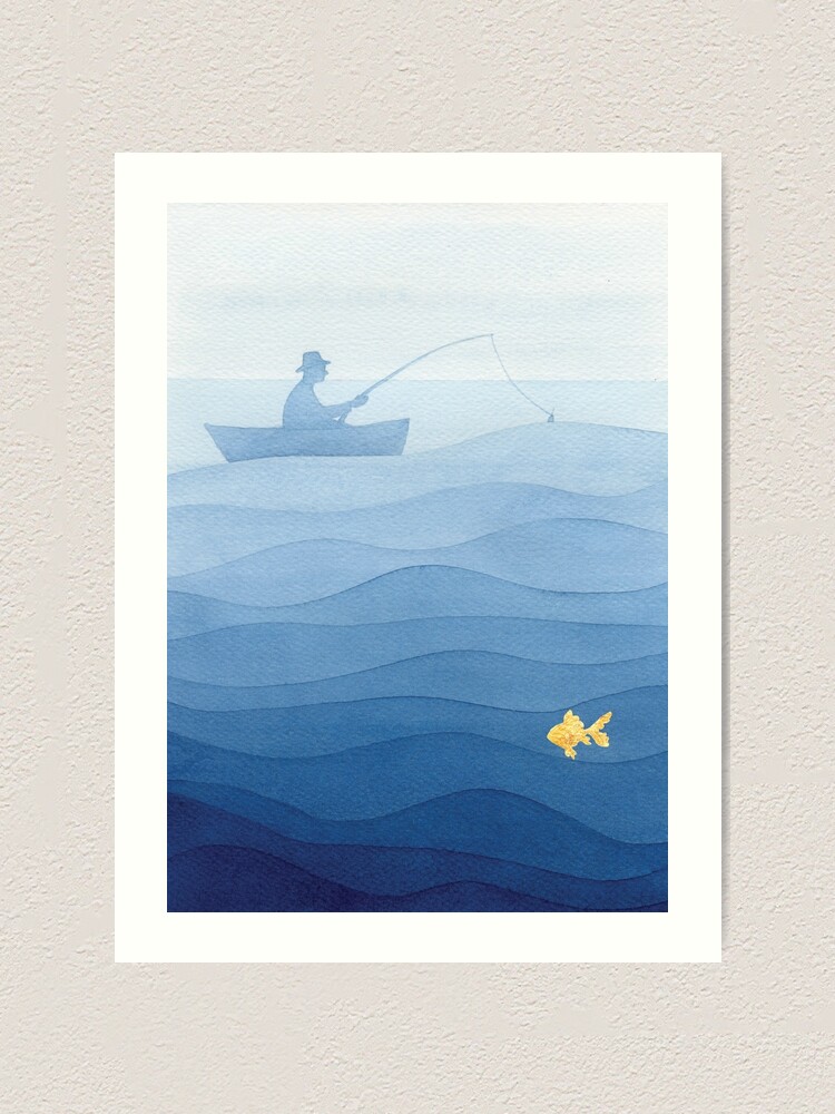 Buy Fishing Rod Wall Art Sailing Painting Sea Fishing Blue