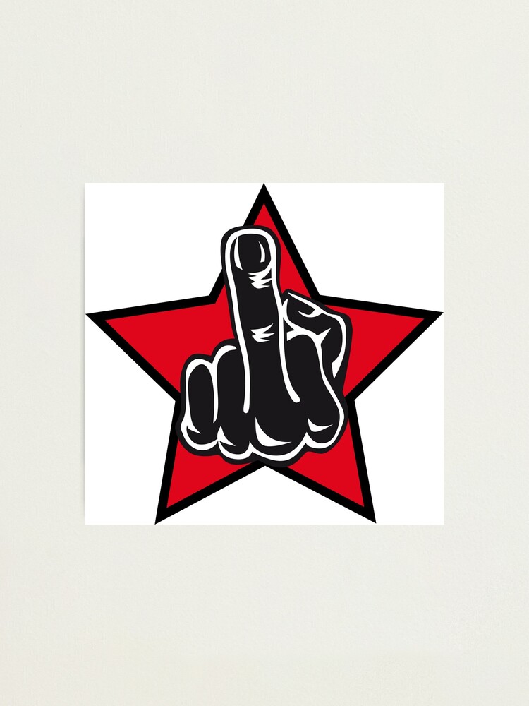 Mittelfinger im Stern Stinkefinger Symbol Fingerzeichen | Fotodruck