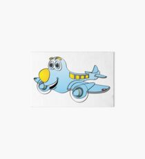 Blue Yellow Nose Airplane Cartoon Art Board