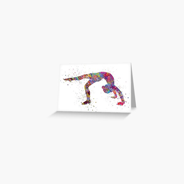 Carte de vœux for Sale avec l'œuvre « Fille de gymnastique, gymnastique  aquarelle » de l'artiste Rosaliartbook