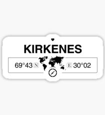Kirkenes Finnmark with World Map Coordinates GPS and Compass Sticker