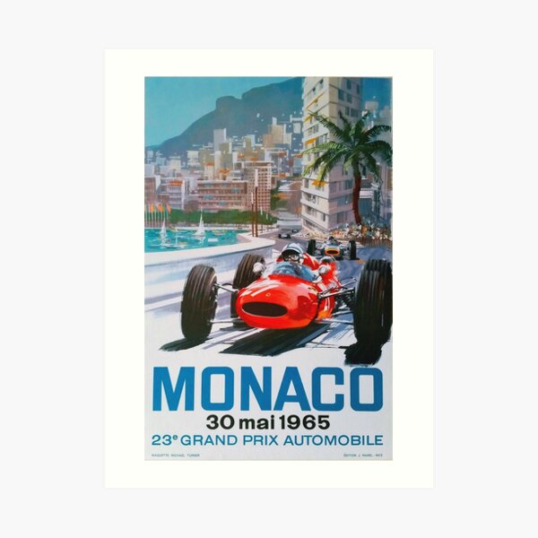 Vintage 1965 Monaco Race Poster Art Print