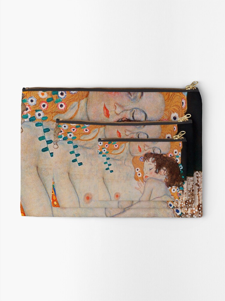 Alternate view of Gustav Klimt, mother and child,reproduction,art nouveau,great art from vintage painters Zipper Pouch