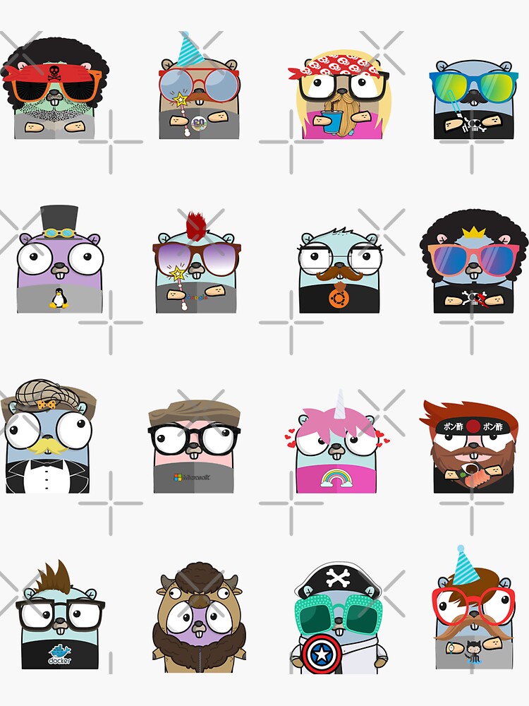 "gophers golang sticker pack" Sticker for Sale by leesander | Redbubble