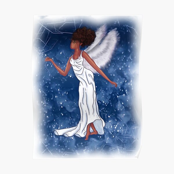 African American Natural Hair Holiday Angel Poster