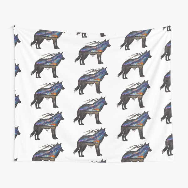 Alaskan Sunset Wolf Tapestry