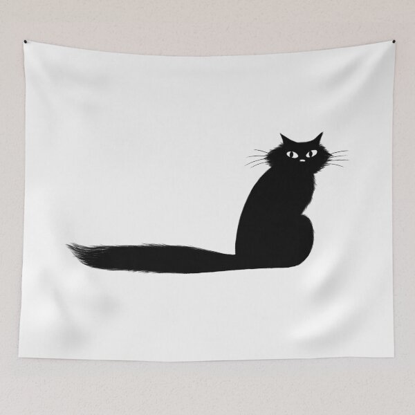 Item preview, Black Kitty Cat with Long Fluffy Tail designed and sold by Jenn Inashvili.