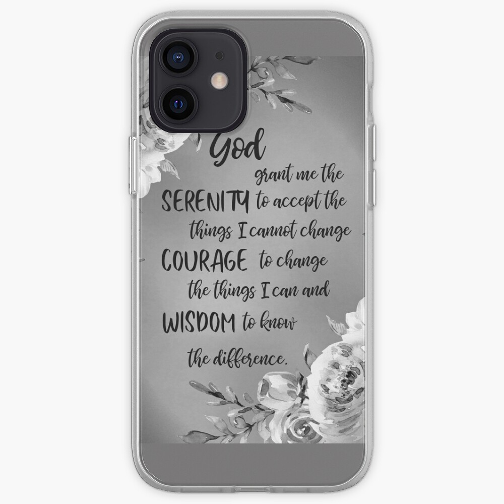 "Serenity Prayer Floral BW" iPhone Case & Cover by HHPhotographyFL