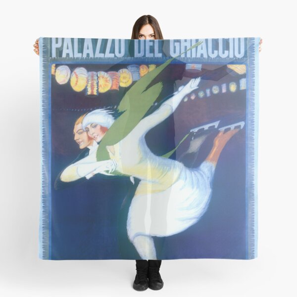 Vintage Ice Skating Poster Scarf