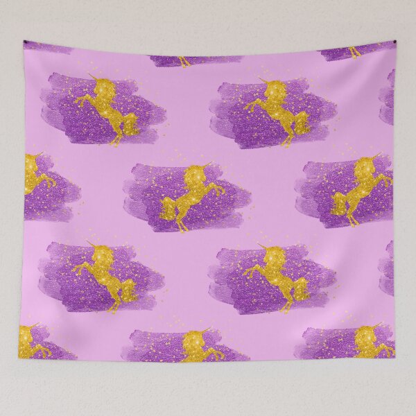 Item preview, Golden Glitter Unicorns on Pink designed and sold by GraphicAllusion.
