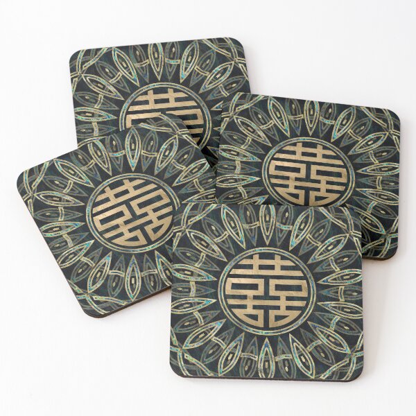 Item preview, Double Happiness Symbol Gold and Abalone designed and sold by Nartissima.