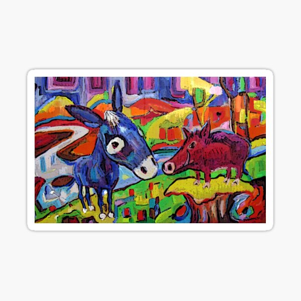 Donkey Blue and Borrie Boar Sticker