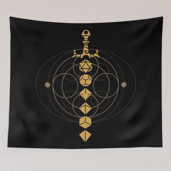 Item preview, Dungeon Armory's Gold Geometric Symbols Polyhedral Dice Sword Tabletop RPG Addict designed and sold by pixeptional.