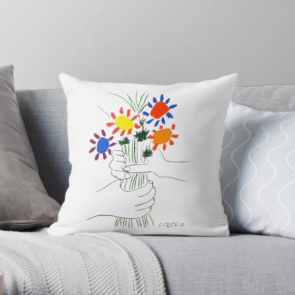 Pablo Picasso Bouquet Of Peace 1958 (Flowers Bouquet With Hands) or Le Bouquet de la Amitié (friendship) Throw Pillow