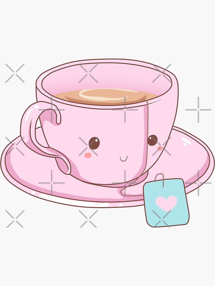 "Kawaii Tea Cup" Sticker by UnicornPrintsUK Redbubble