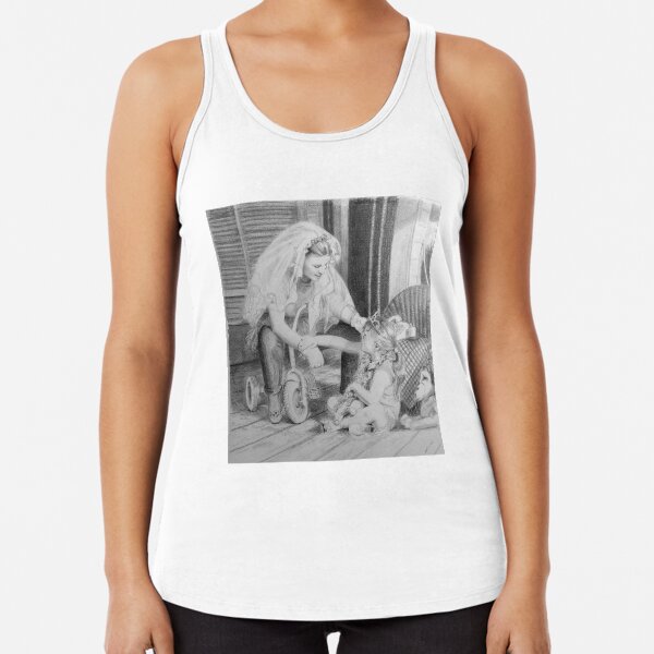 Dress Up - drawing in charcoal Racerback Tank Top