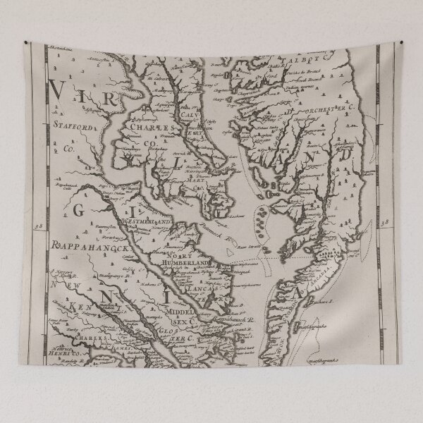 Item preview, Vintage Map of The Chesapeake Bay (1681) designed and sold by BravuraMedia.