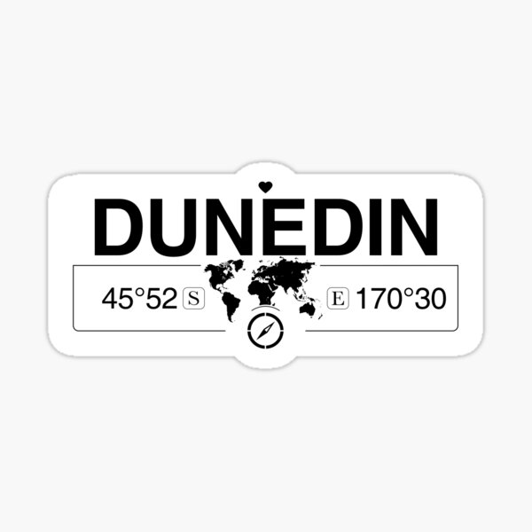 Dunedin Otago mit Weltkartenkoordinaten GPS und Kompass Sticker