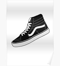Vans High Top - Black and White Poster