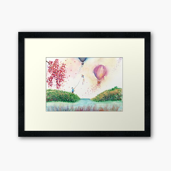 A Happy Day Watercolor Illustration Framed Art Print