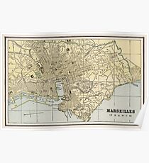 Vintage Map of Marseille France (1901) Poster
