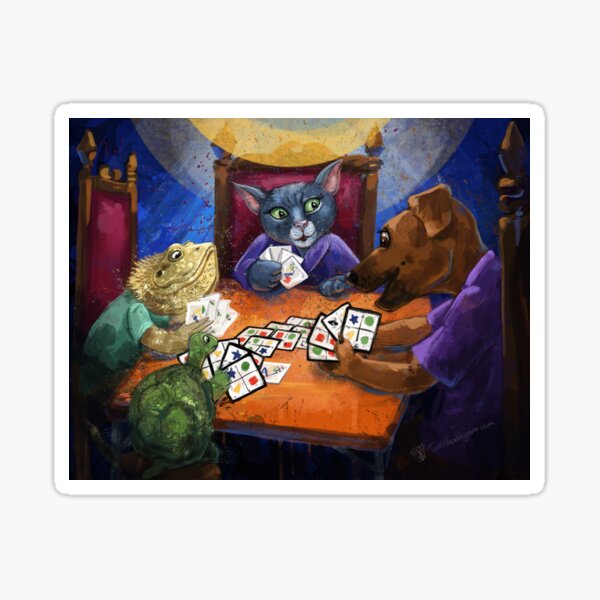 Pets playing MATCH 4 Sticker
