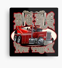 Cartoon big rig tow truck with vintage lettering poster Metal Print
