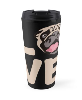 'Love With Pug Face: Funny T-Shirt For Dog Lovers' Travel Mug by Dogvills