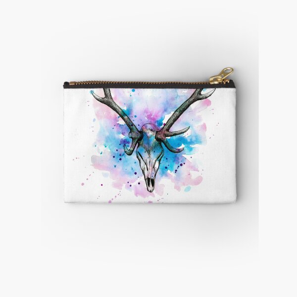 Item preview, Stag skull in pink and blue designed and sold by Jennifer Steele.