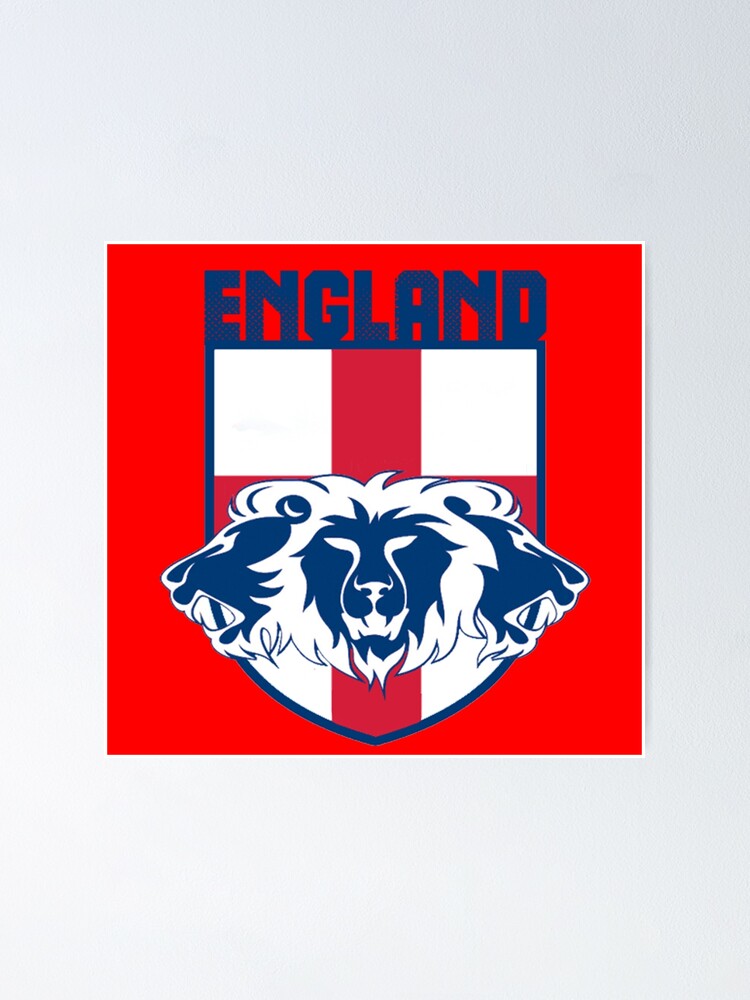 Póster «Inglaterra tres leones rugen (azul)» de fkndka | Redbubble