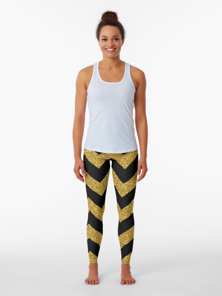 Black and Gold Chevron Leggings for Sale by starrylite