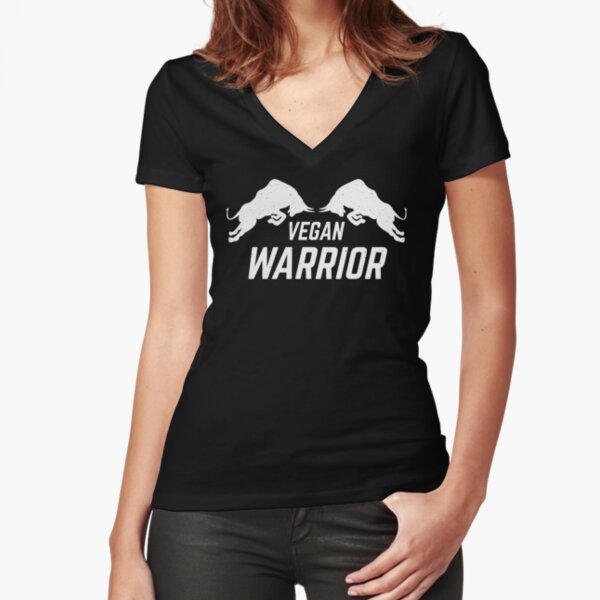 vegan warrior Fitted V-Neck T-Shirt