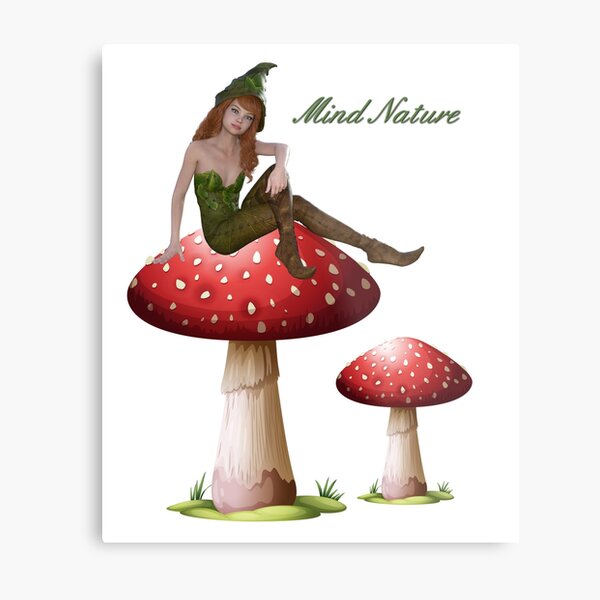 Elf with mushrooms Mind Nature  Metallbild