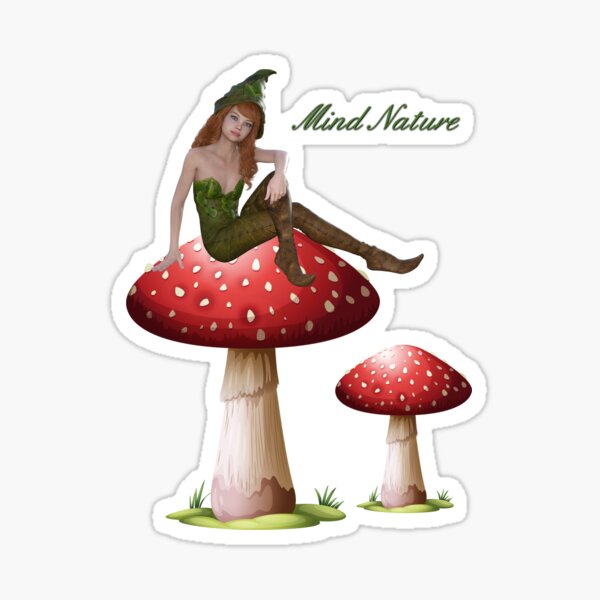 Elf with mushrooms Mind Nature Sticker