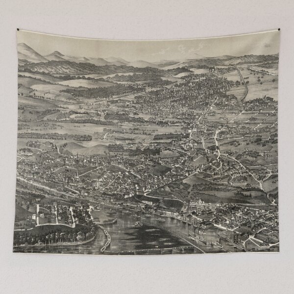 Item preview, Vintage Pictorial Map of Kingston NY (1875) designed and sold by BravuraMedia.