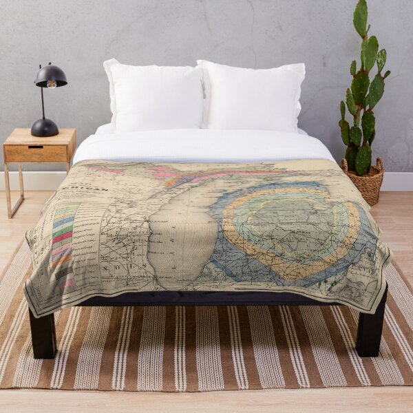 Vintage Michigan Geology Map (1873) Throw Blanket
