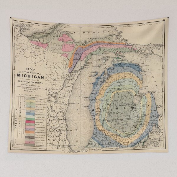 Item preview, Vintage Michigan Geology Map (1873) designed and sold by BravuraMedia.