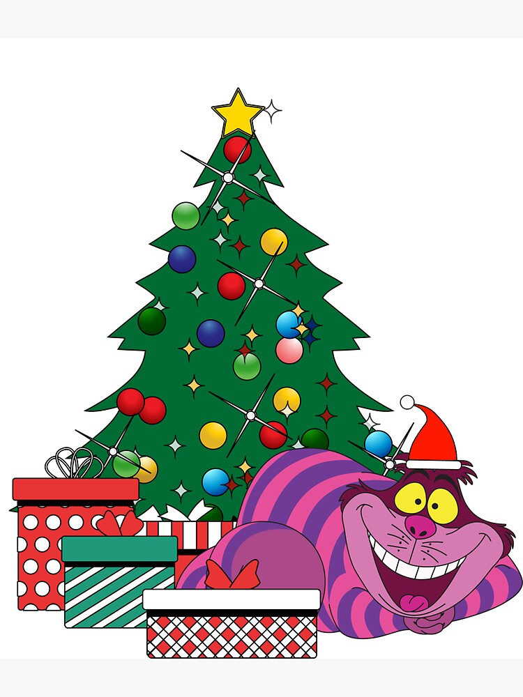 Gato de Cheshire alrededor del árbol de navidad Imán, image size:750x1000
