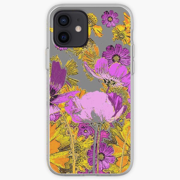 FLORAL DRAWING OF LILAC COSMOS & COREOPSIS FLOWERS iPhone Soft Case