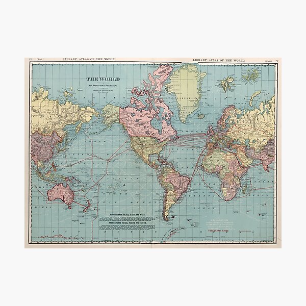 Item preview, Vintage Map of The World (1912) designed and sold by BravuraMedia.