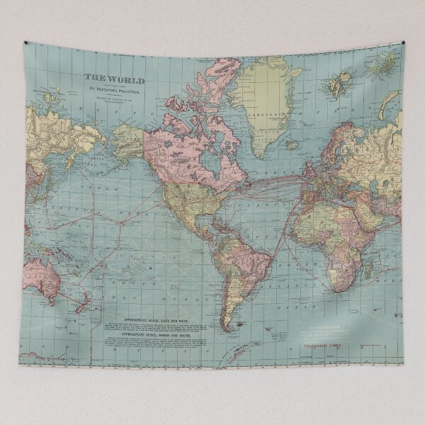 Item preview, Vintage Map of The World (1912) designed and sold by BravuraMedia.